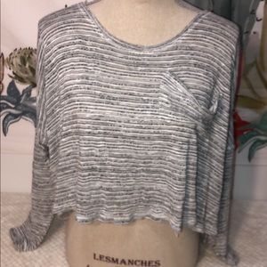 Gray and White Striped Crop